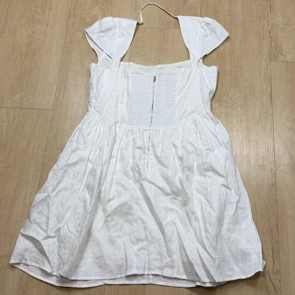 Reformation Oaklyn Linen Basque Waist Mini Dress white, SIZE 12 - Picture 6 of 8